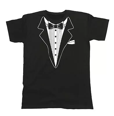 Tuxedo Mens ORGANIC T-Shirt Suit Tie Wedding Fancy Dress Stag Party Dinner Gift • £8.99