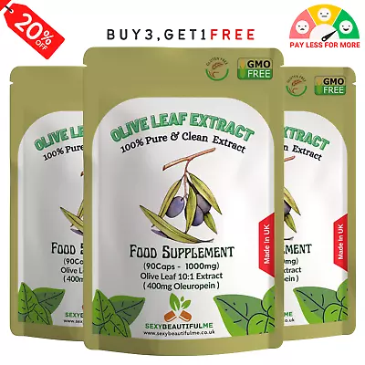 Olive Leaf Extract Capsules 10000mg(400mg Oleuropein)-Weight Control & Immunity • £10.99