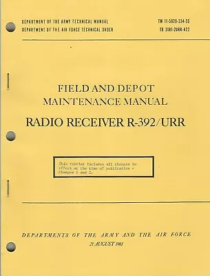 Historical Book For Radio Receiver R-392/URR Depot Maintenance • $30