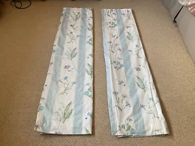 Laura Ashley Vintage Lily Of The Valley & Cornflower Blue Curtains 62” W X 62 “L • £28