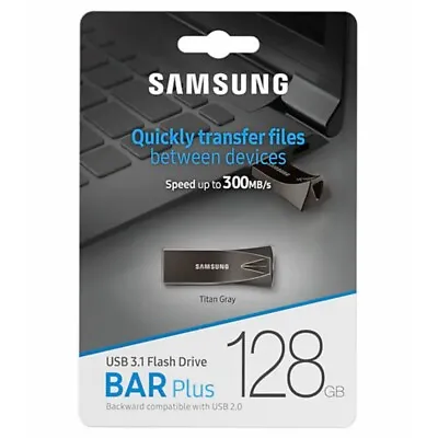 USB 3.1 Flash Drive 128GB Samsung Bar Plus USB Drive Memory Stick Gray 300Mb/s • $49.95