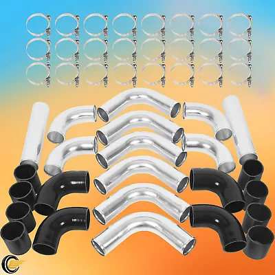 Chrome Black Auto Universal Turbo 2.5  Inch Aluminum Intercooler Piping Kit • $113.99