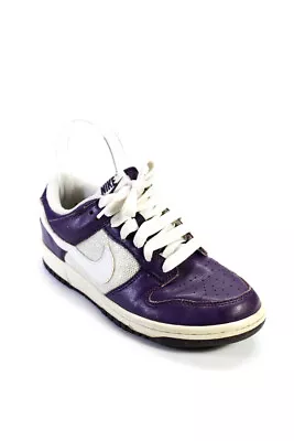 Nike Womens Leather Low Top Lace-Up Casual Sneakers Purple Size 6.5 • $42.69