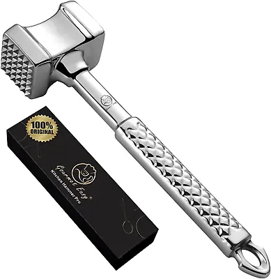 Meat Tenderizer Stainless Steel - Premium Classic Meat Hammer - Kitchen Meat  • $44.99