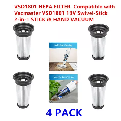 $12.99 • Buy 4pcs HEPA FILTER  Fits For Vacmaster VSD1801 18V Swivel-Stick 2-in-1 STICK HAND