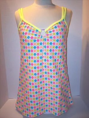 Mainstream Size 10 Multi Color Ring A-Line Textured Swimdress Swimsuit NWT $78 • $27.30