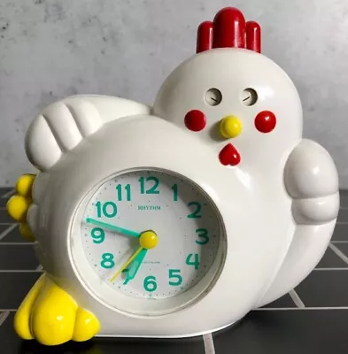 Rhythm ROOSTER TALKING Quartz ALARM CLOCK VERY RARE Moving Eyes CHIRPS & CROWS! • $299.99