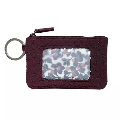 Vera Bradley Iconic Zip ID Case Wallet Mulled Wine Quilted Microfiber • $24.95
