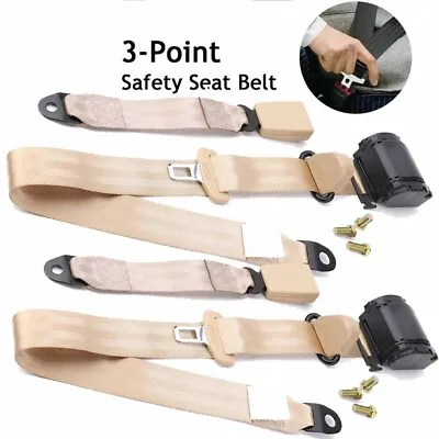 2pcs Retractable 3 Point Safety Seat Belt Straps Car Vehicle Adjustable Belt Set • $43.69