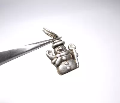 Vintage Snowman Frosty Christmas Detailed Charm Pendant Sterling Silver 925 • $13.58