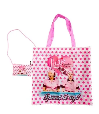 New I Love Lucy Chocolate Factory Reusable Shopping Bag Tote 15x15 Ethel Heart • $14.57