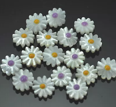 Daisy Flower White Sea Shell Mother Of Pearl Beads For Jewellery Making 10mm • £8.28