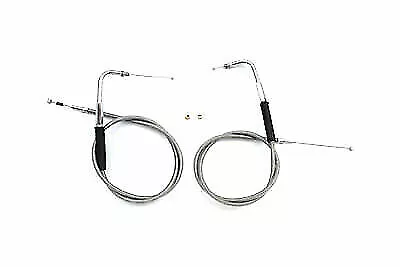 34  Stainless Steel Throttle And Idle Cable Set For Harley Davidson By V-Twin • $52.26