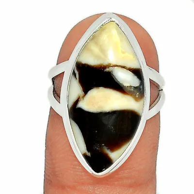 Natural Australian Peanut Wood (Petrified Wood) 925 Silver Ring S.6.5 CR17640 • $0.99