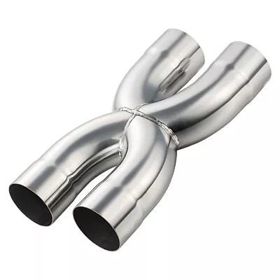 Universal Dual Crossover X Pipe Exhaust Tip 12  Length Stainless Steel • $47