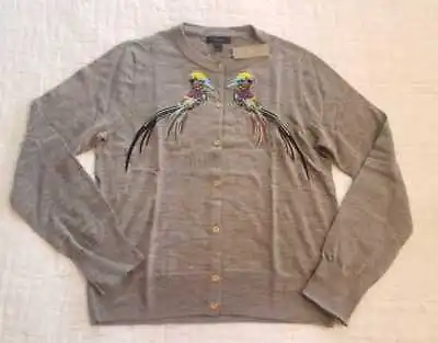 New Womens Xs S M  J Crew Jackie Cardigan Sweater With Embroidered Pheasants • $99.99