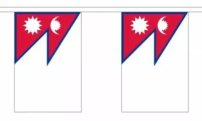 £7.95 • Buy Nepal Bunting 3 Metres 10 Flags Nepalese National Flag Asian Asia Banner