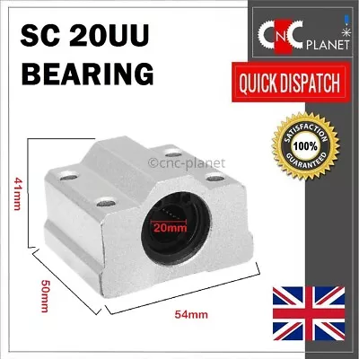 Sc20uu Linear Motion 20mm Shaft Sliding Bearing Block 20mm Bore Scs20uu Uk Fast • £8.95