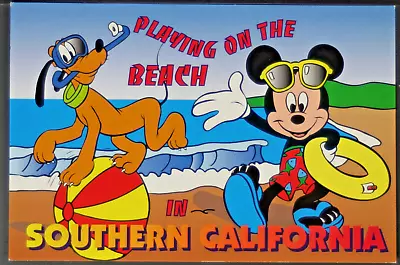 Mickey Mouse - Mickey & Pluto   Southern Calif Beach  Walt Disney   PC2651 • $4