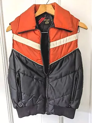 Real Vintage Sears Puffer Vest*70s-80s*Black & Orange*Medium*Rare*Throw-Back • $24.99