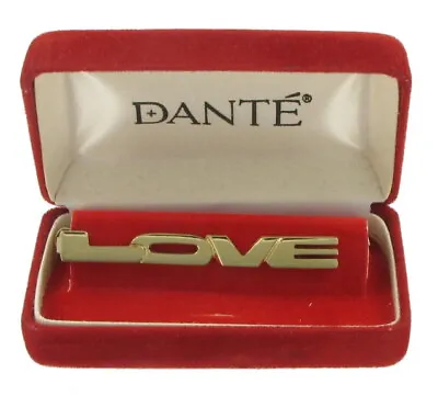 Dante Mens Gold Tone  LOVE  Tie Clip 2 1/2  Vintage 1970s • $10.79