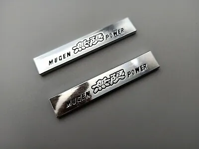2Pcs Metal Silver/Black Mugen Power Emblem Fender Badge Side Wing Metal Sticker • $10.44