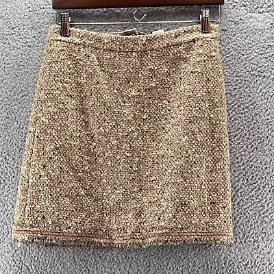 J Crew Pencil Skirt Women's Size 2 Multicolor Tweed Metallic Fringe Mini Velvet • $16.29