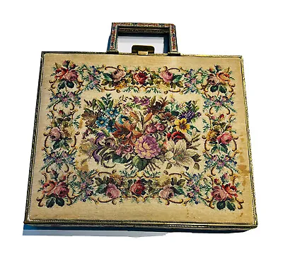 Vintage 1930’s Austrian Petit-Point Tapestry Minaudiere Briefcase Style Bag • $550