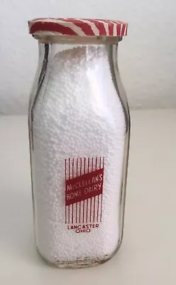 Half 1/2 Pint Milk Bottle- McClellan's Home Dairy  Lancaster Ohio • $6