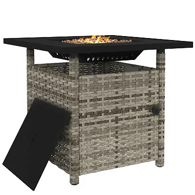 Outsunny 50000 BTU Rattan Fire Pits For Garden Propane Fire Pit Table Grey • £143.99