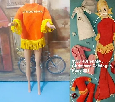 RARE JCPenney 1969 Orange Velour Fringe Top Tagged Fits Vintage Barbie Etc • $33.99