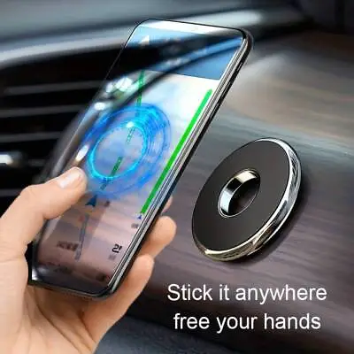 Round Doughnut Magnetic Car Mobile Phone Holder Dashboard Mount Metal Plates • £2.49