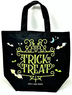 Bath & Body Works Trick Or Treat Tote Bag Black Bats Glow In Dark Halloween • $18.90