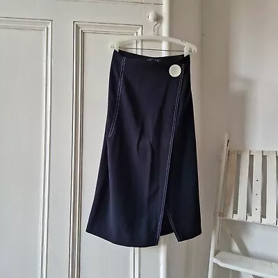 Zara Black Pencil Skirt Slit Big Button Size S • £0.99