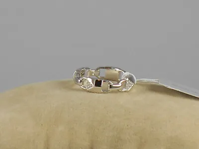 Michael Kors Sterling Silver Crystal PADLOCK LINK Ring MKC1024AN040 Size 6  • $35