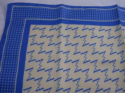 Vintage Ladies Monogram  A  Scarf Khaki Blue Polka Dot Border Polyester 20  EUC • $9.99