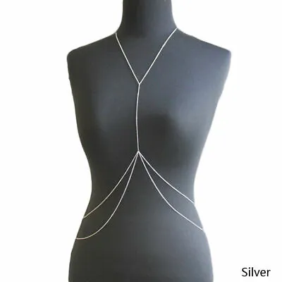 £5.45 • Buy Stunning SILVER Body Chain Belly Necklace Waist Bikini Beach Necklace A001 UK