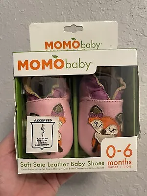 Momo Baby Soft Sole Leather Baby Shoes Size 0-6 Months - NEW Girls Foxes • $14