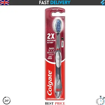 Colgate 360 Max White Sonic Power Medium Toothbrush Whitening Toothbrush With • £6.99