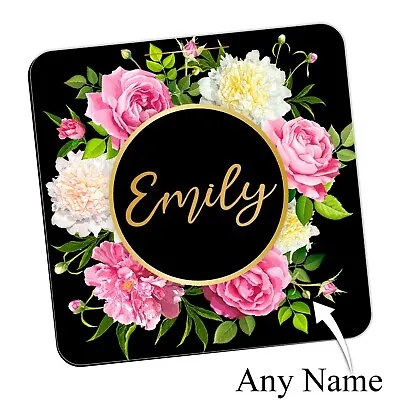 Personalised Floral Any Name Drinks Coaster N60 Birthday Christmas Gift For Her • £3.50