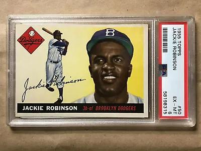 Jackie Robinson 1955 Topps # 50 PSA 6 BRAND NEW GRADE & CASE Brooklyn Dodgers • $1789.99