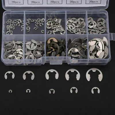 200Pcs Stainless Steel E-Clip Assortment Kit 1.5 2 3 4 5 6 7 8 9 10 Mm • $6.90