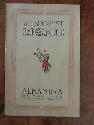 Vintage Menu ALHAMBRA ON THE LAKE Athol Springs New York Buffalo 1940's • $39.95