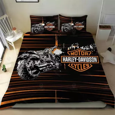 Harley Davidson And Motor Model Full Bedding Duvet Cover Set (4pcs) • $59.99