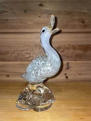 Art Glass Duck Goose Controlled Bubbles 8” Figurine Murano Italy Beautiful! • $58