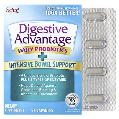 Digestive Advantage Daily Probiotics + Intensive Bowel Support 96 Capsules • $29.19