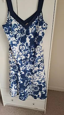 Blue And White Linen Mix Dress Size 20 22 • £6