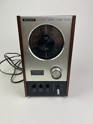 Sony ST 80F Solid State AM FM Stereo Tuner Walnut Case Vintage Untested • $38