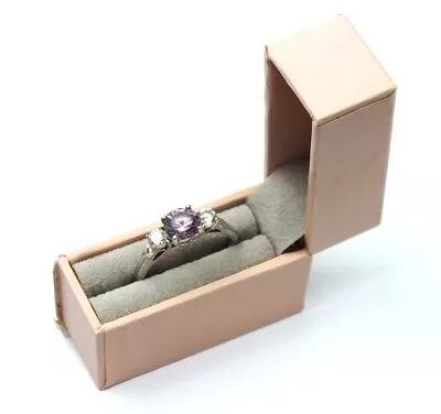 DQCZ 925 STERLING SILVER Round White & Purple CZ Trilogy Ring R 3.32g - M25 • £30