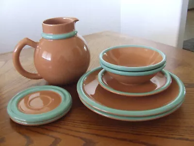 Epoch Dinnerware Pattern Red Rock  8 Pieces Lg.Pitcher Plates Bowls Saucers • $78.50